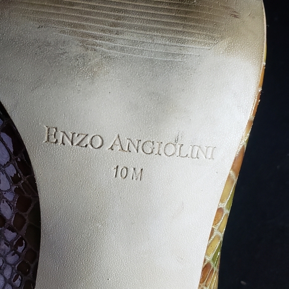 Enzo Angiolini Peep Toe. Green & Brown Multi Print. Size 10. Like New. - Picture 7 of 8